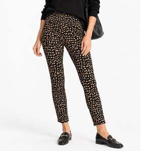 Chico's 1 Zenergy Printed Slim Ankle Pant Black Tan Size M